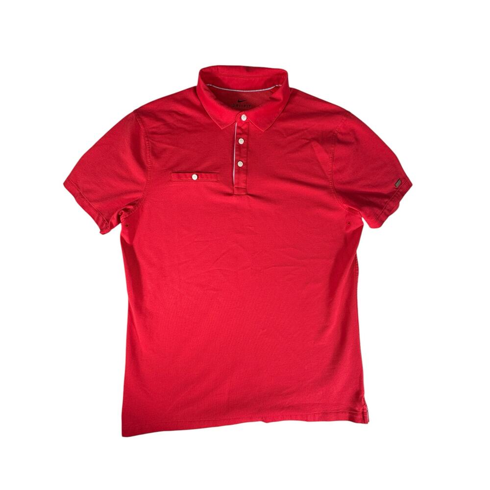 Nike Dri-FIT Polo Shirt Mens Medium Red Excellent Short Sleeve Golf Top
